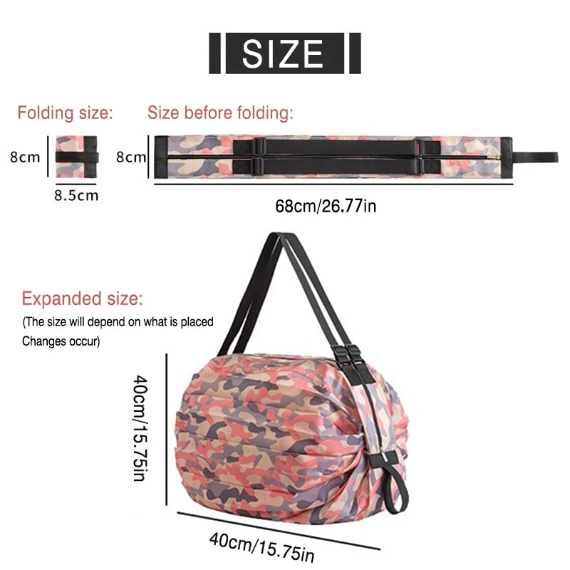 Foldable Shopping Bag Eco-friendly Portable Large Capacity Handbag Travel Storage Bag Oversized Reusable Grocery Shopping Bag