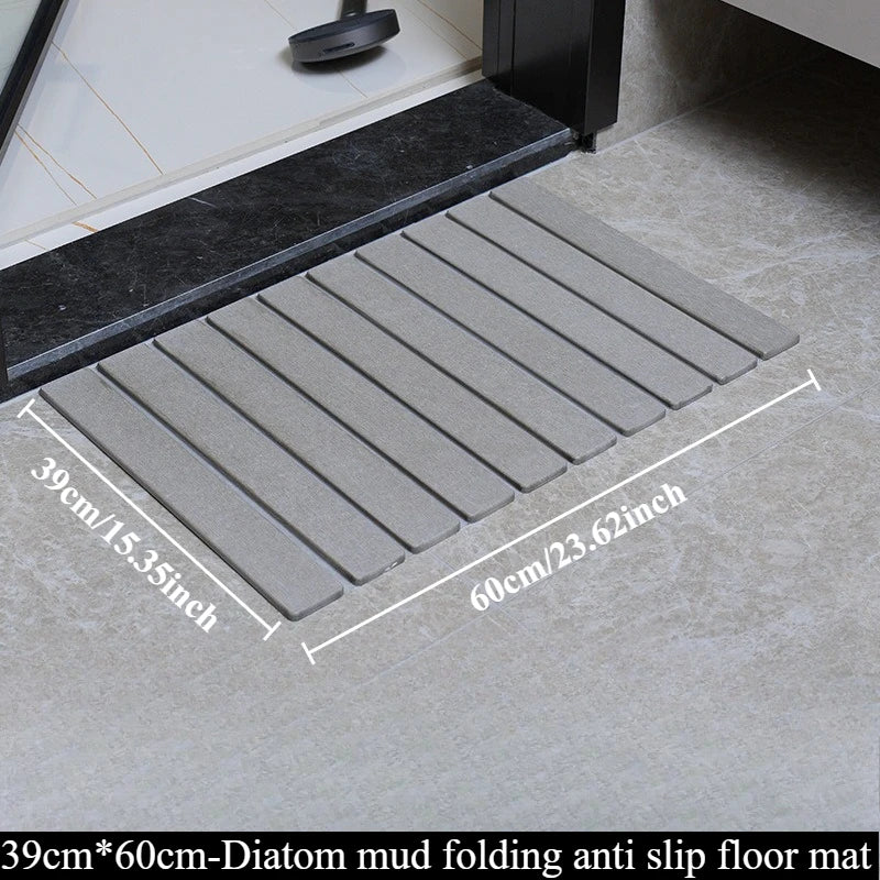 Quick Drying Mat for Kitchen,Dish Drying Mat, Stone Bath Mats for Bathroom, Foldable Diatomaceous Bath Mat, Non-Slip Shower Mat