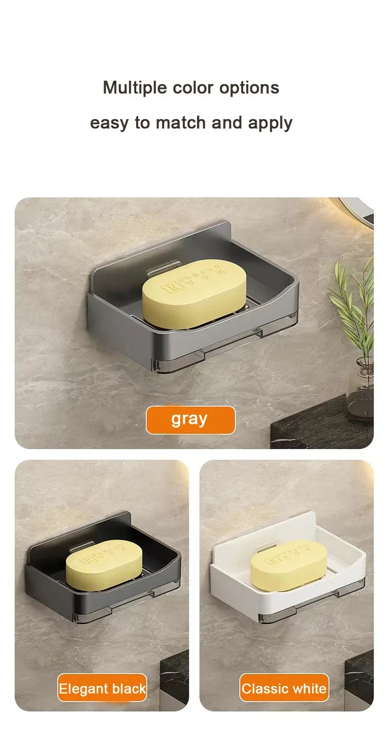 Bathroom Soap Dish Wall Mounted Sponge Holder Bathroom Organizer Double drainage Soap Dish Bathroom Accessories