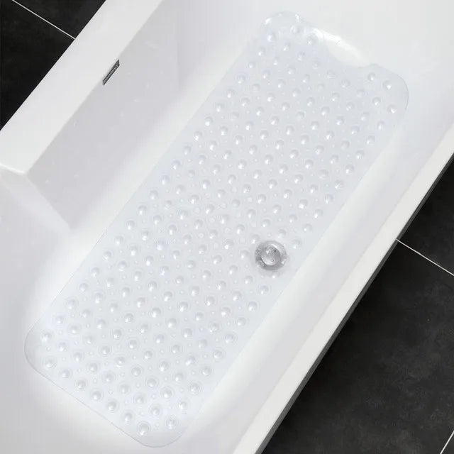 Non-Slip Bath Tub Shower Mat with Suction Cups,Machine Washable Bathroom Mats with Drain, Extra Large Bathtub Mat, 100x40cm