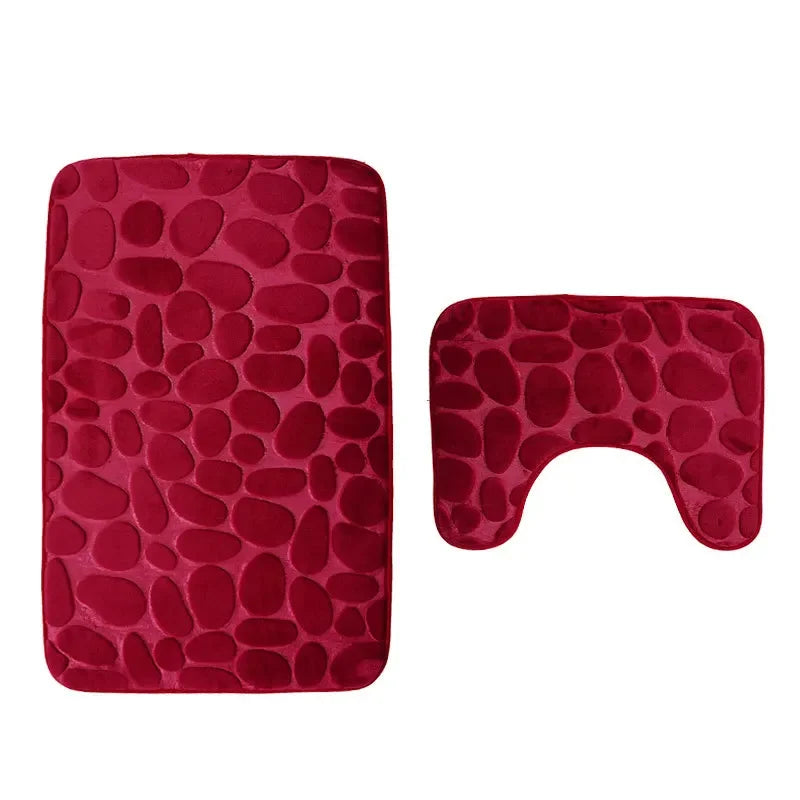 2pcs/set Funnel Cobblestone Bath Bathroom Anti-slip Carpet Mat Toilet Rug New bathroom mat set