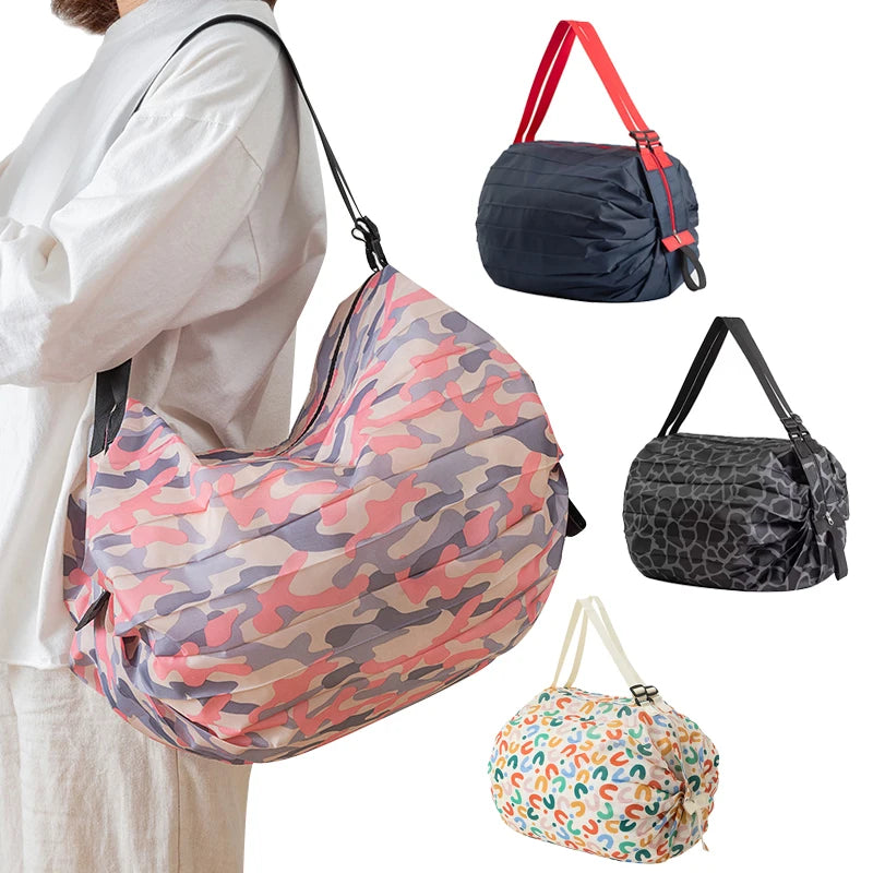 Foldable Shopping Bag Eco-friendly Portable Large Capacity Handbag Travel Storage Bag Oversized Reusable Grocery Shopping Bag