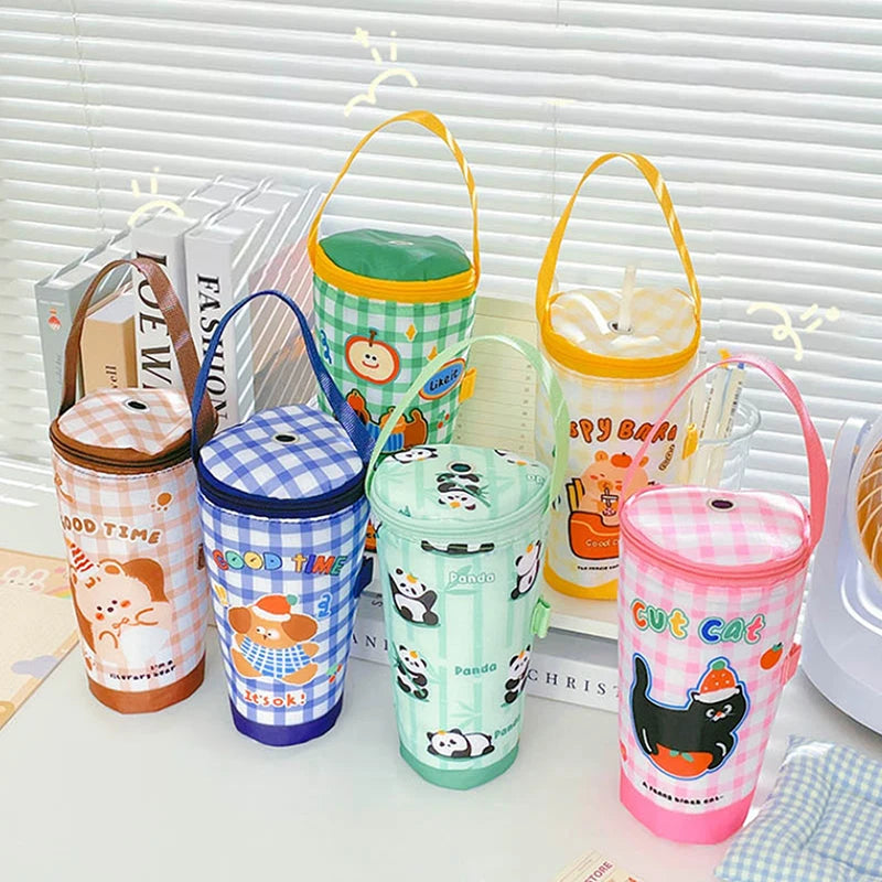 Eco-Friendly Portable Milk Tea Tote Bag Heat Preservation Insulated Cup Cover Carrying Handbag Tumbler Cup Accessories