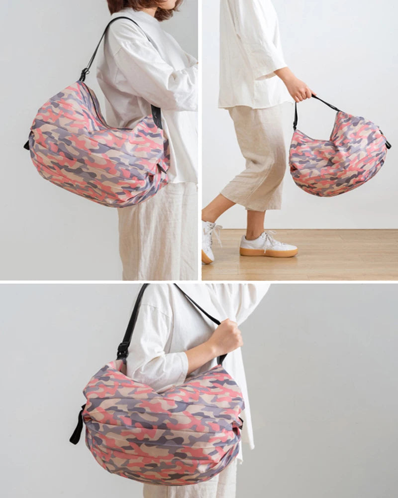 Foldable Shopping Bag Eco-friendly Portable Large Capacity Handbag Travel Storage Bag Oversized Reusable Grocery Shopping Bag