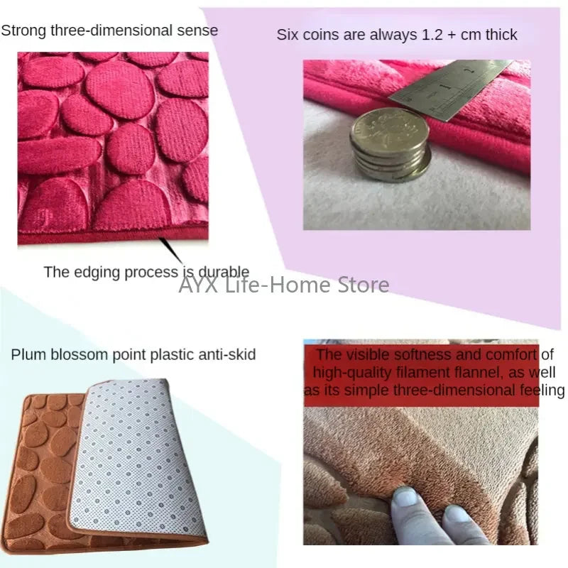 2pcs/set Funnel Cobblestone Bath Bathroom Anti-slip Carpet Mat Toilet Rug New bathroom mat set