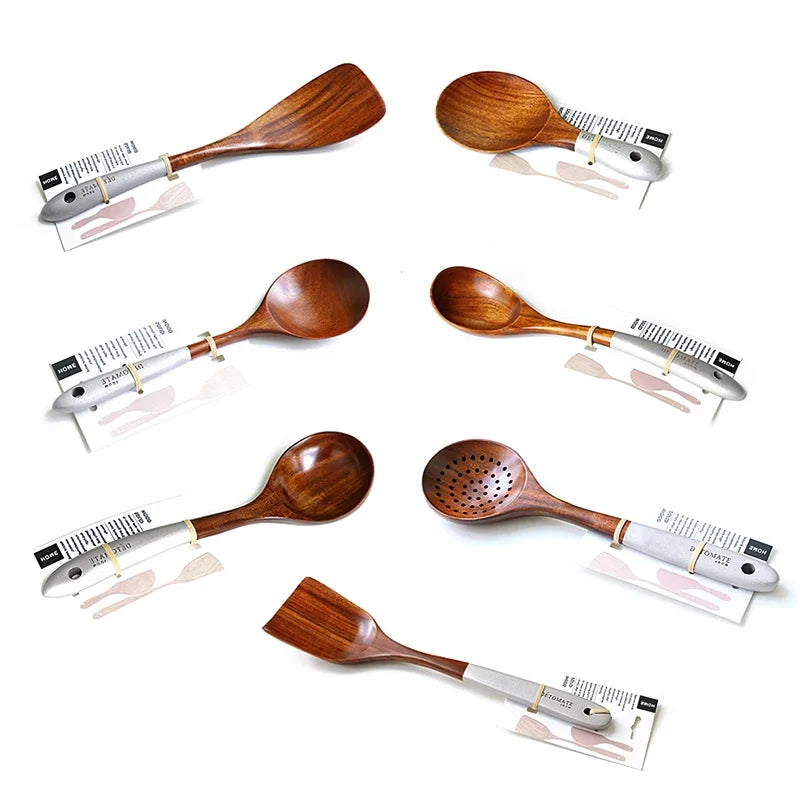 Solid Wood Cooking Tool Set Eco-friendly Teak Spatula Rice Scoop Environmental Protection Tableware Household Kitchen Supplies