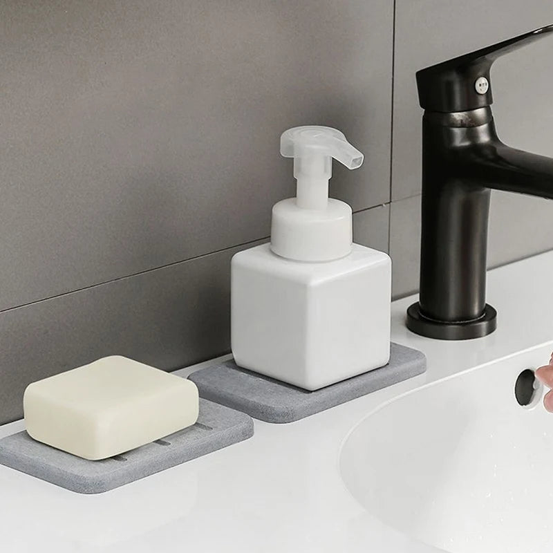 Diatom Mud Soap Dish Quick-Dry Pad Bathroom Countertop Soap Toiletries Absorbent Mat Rectangular Soap Holder Bathroom Supplies