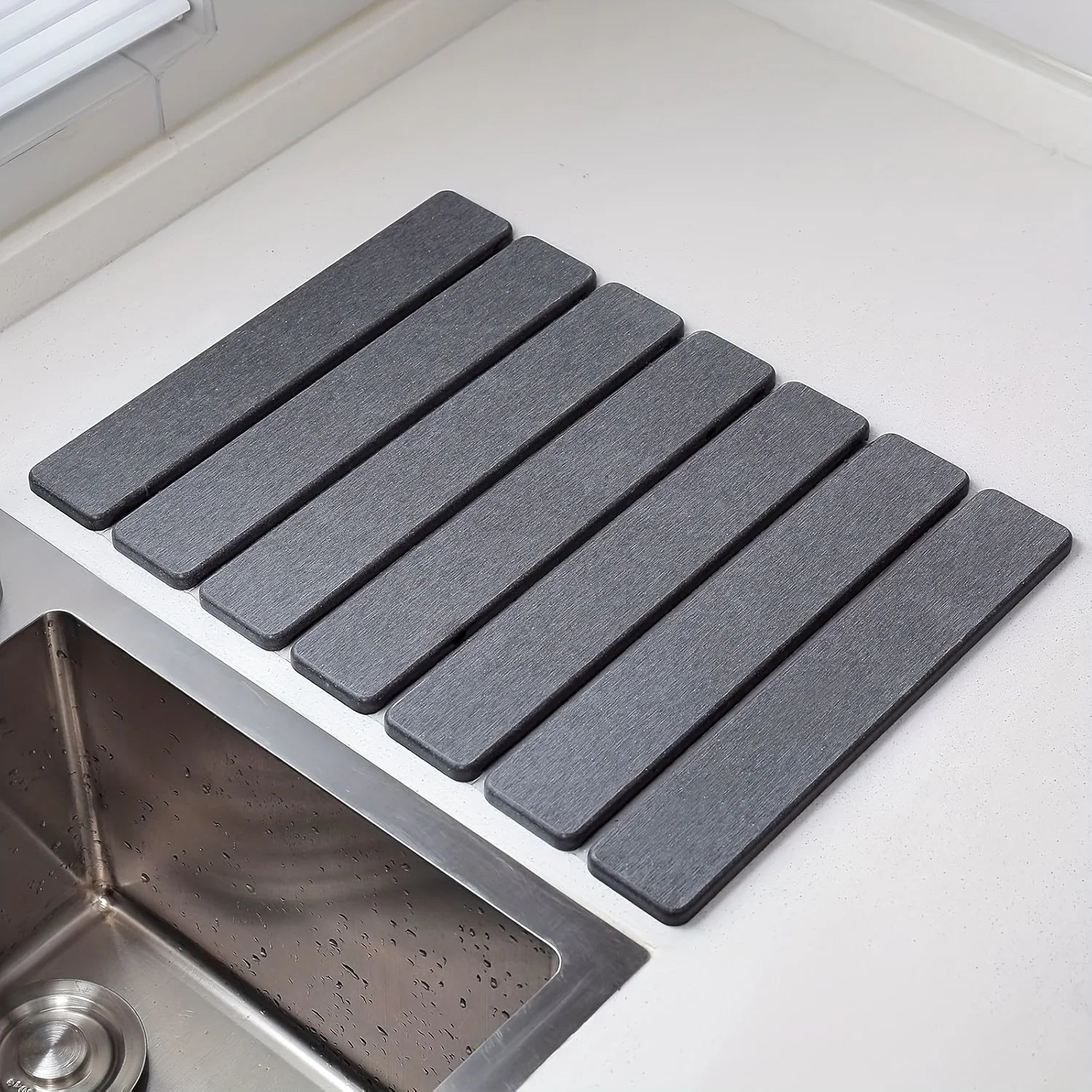 Quick Drying Mat for Kitchen,Dish Drying Mat, Stone Bath Mats for Bathroom, Foldable Diatomaceous Bath Mat, Non-Slip Shower Mat