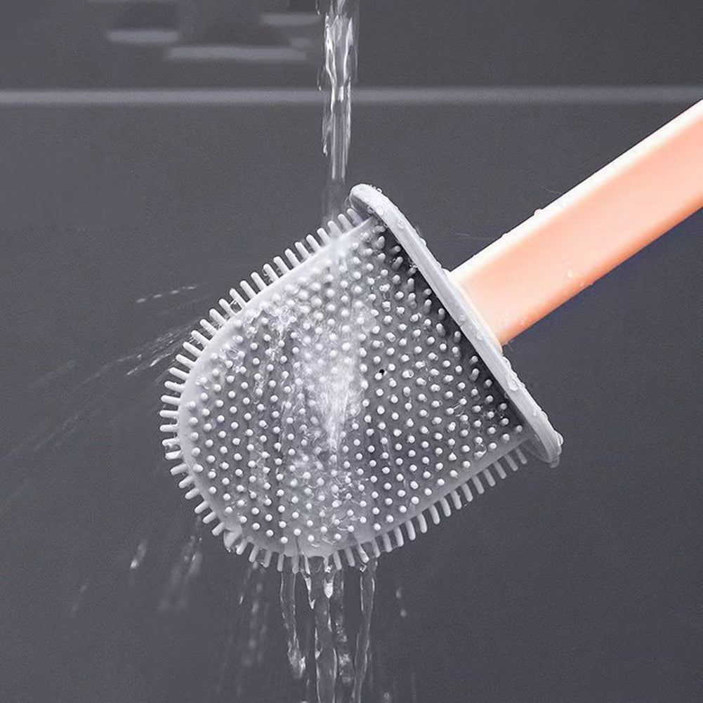 Floor/Wall-Mounted Toilet Cleaning Brush With Rack Flexible Cleaning Brush Storage Rack For Home Bathroom