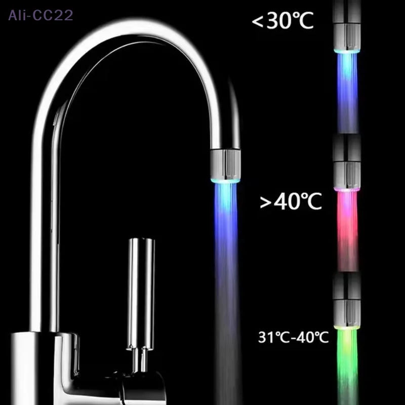 Eco-friendly Sensor Faucet with 3-Color LED Display Indicator, Water-Saving Tap Nozzle Aerator for Kitchen and Bathrooms