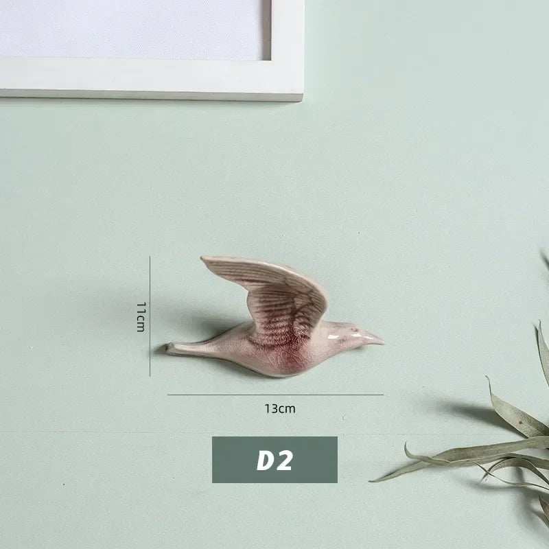 Eco-friendly Ceramics Birds 3d Wall Sticker Living Room Animal Figurine Murals Wall Background Decorative Home Decor Birds Cute