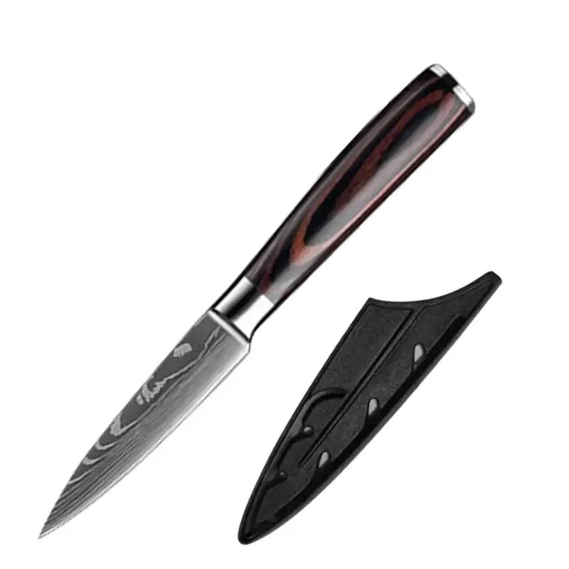Professional Stainless Steel Kitchen Knives Fruit Slicing Utility Knives Meat Cleaver Santoku Knife Damascus Steel Knife