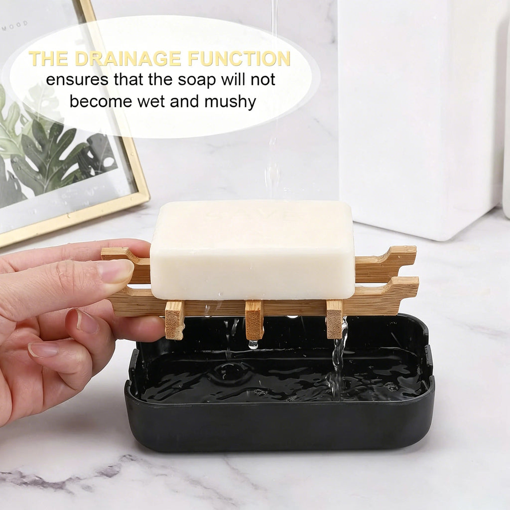 Bamboo Drainage Soap Dish, Eco-Friendly Soap Holder Saver, Durable Portable Soap Box, Bathroom Accessory Home Organizer