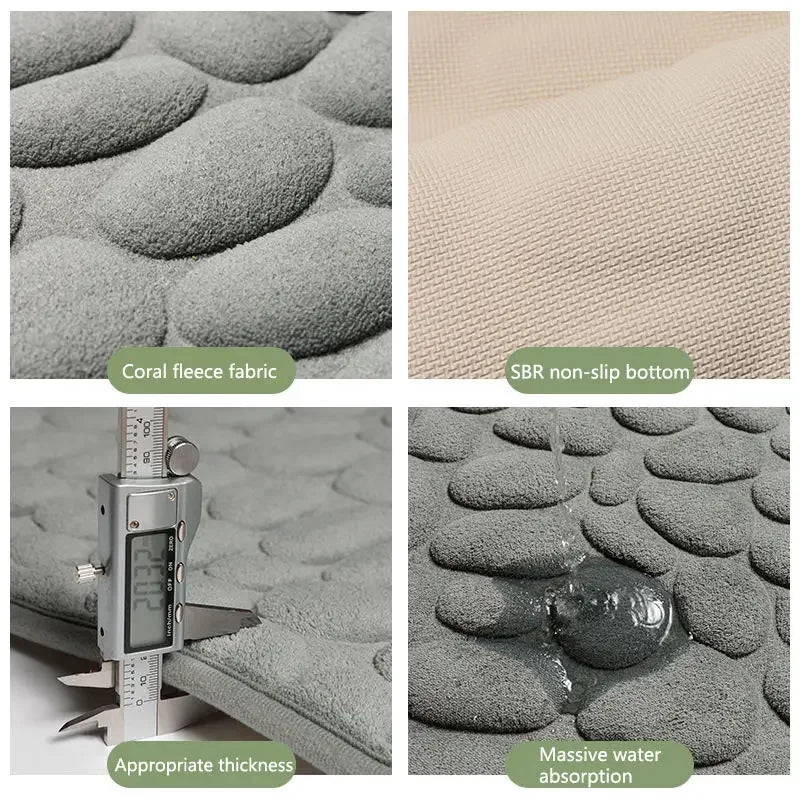 Soft Quick-Dry Anti-Slip Bathroom Mat for Bathtub Shower Kitchen Use, Machine Washable Bathroom Rug for Home Decor