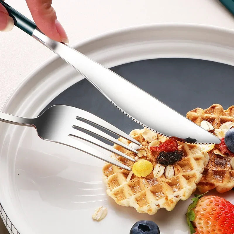 Eco Friendly 304 Dinnerware Set, Portable Cutlery Sets with Case, Kitchen Accessories, Gold Knife Fork Spoon Silverware Sets