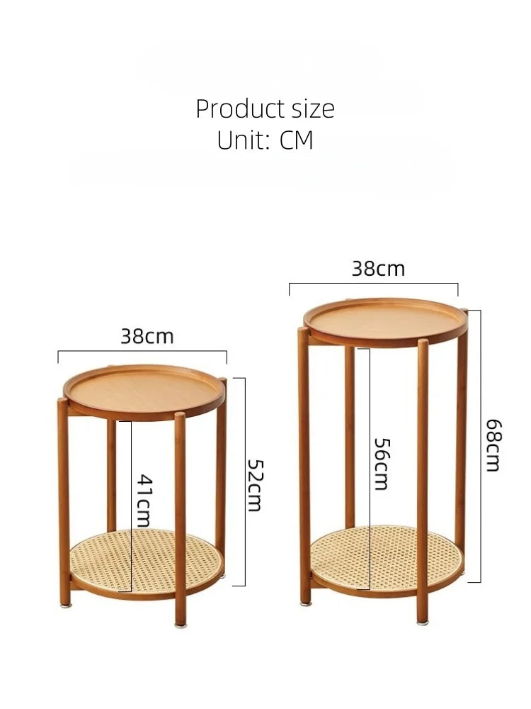 Eco-Friendly Bamboo Coffee Table -Sustainable Living Room Furniture Small Wicker Round Table in The Living Room Next To The Sofa