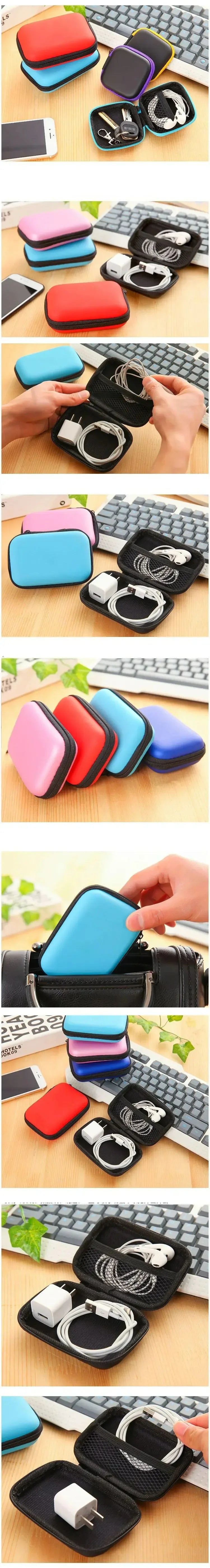 Portable EVA Storage Bag Charging Case for Earphone Package Zipper Bag Travel Phone Charger Cable Organizer Electronics Storage