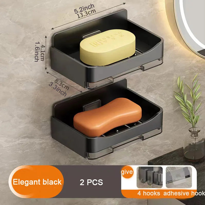 Bathroom Soap Dish Wall Mounted Sponge Holder Bathroom Organizer Double drainage Soap Dish Bathroom Accessories
