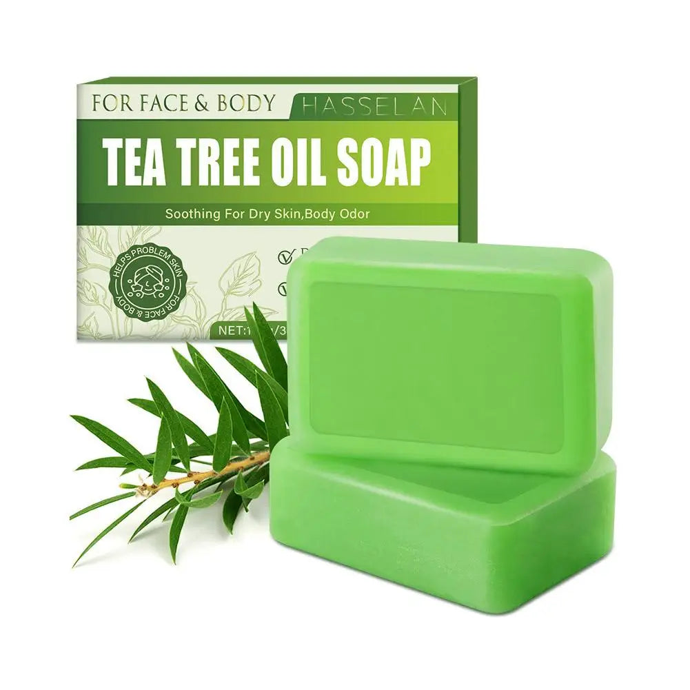 100G Tea Tree Soap, Handmade Soap Bar with Tea Tree Oil, Natural Soaps for Body Skin Cleaning,Gentle Exfoliating Bar Soap care