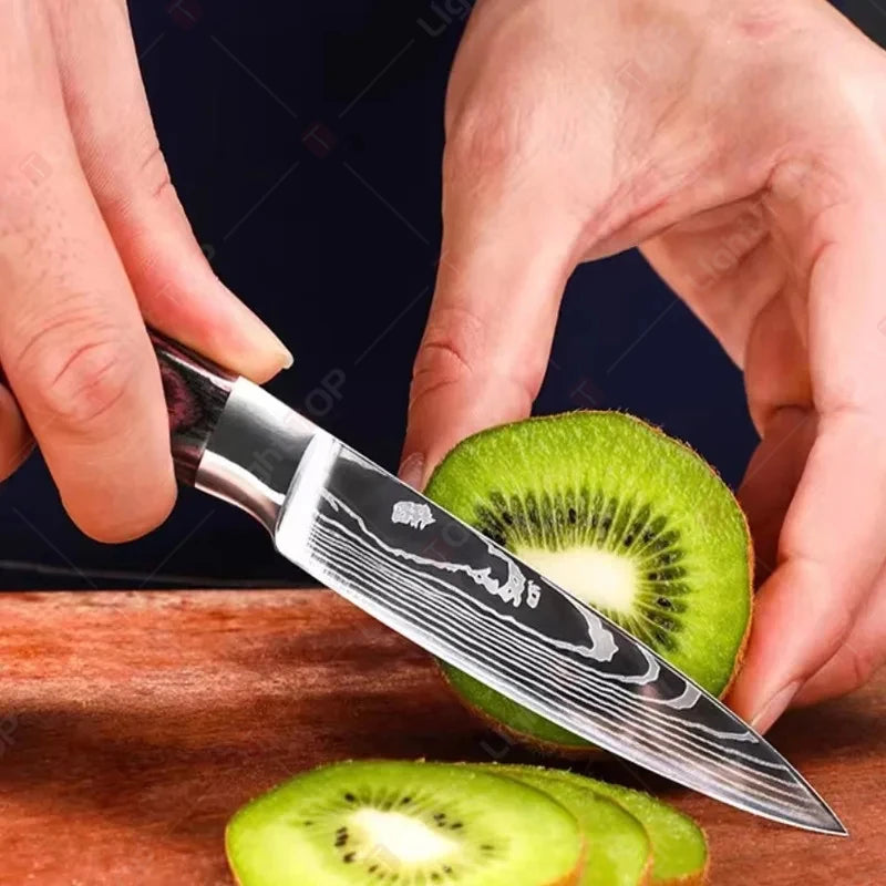 Professional Stainless Steel Kitchen Knives Fruit Slicing Utility Knives Meat Cleaver Santoku Knife Damascus Steel Knife