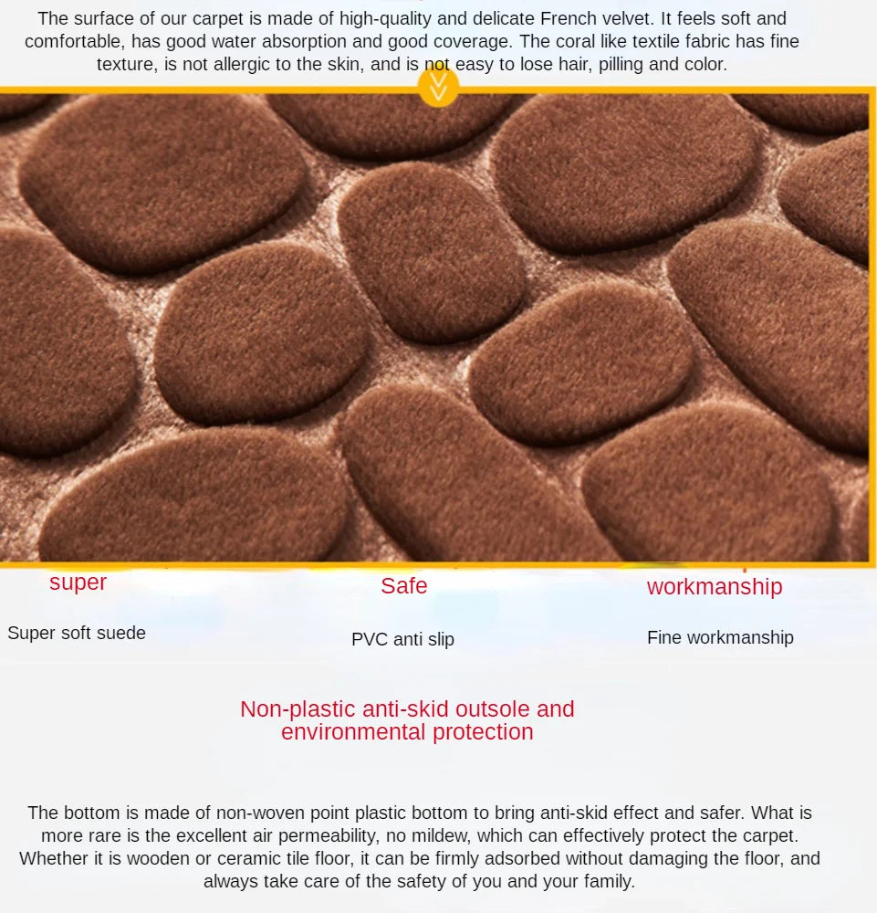 2pcs/set Funnel Cobblestone Bath Bathroom Anti-slip Carpet Mat Toilet Rug New bathroom mat set