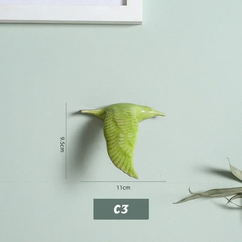 Eco-friendly Ceramics Birds 3d Wall Sticker Living Room Animal Figurine Murals Wall Background Decorative Home Decor Birds Cute