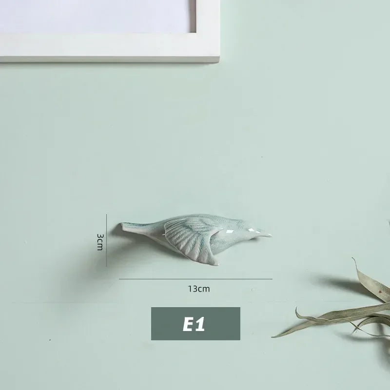 Eco-friendly Ceramics Birds 3d Wall Sticker Living Room Animal Figurine Murals Wall Background Decorative Home Decor Birds Cute