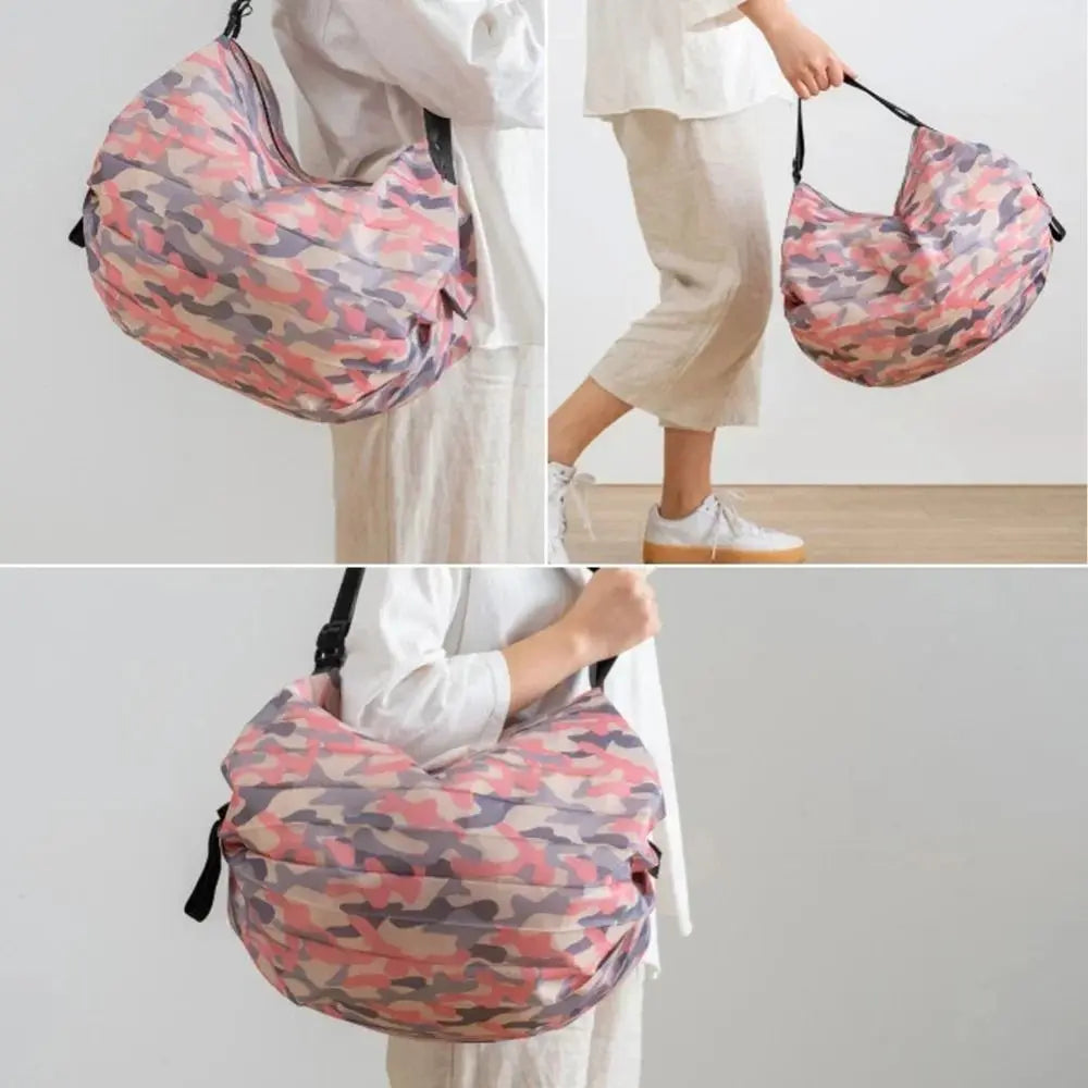Eco-friendly Creative Folding Shopping Bag Portable Reusable Beach Bag Lightweight Waterproof Travel Shoulder Handbag Yoga