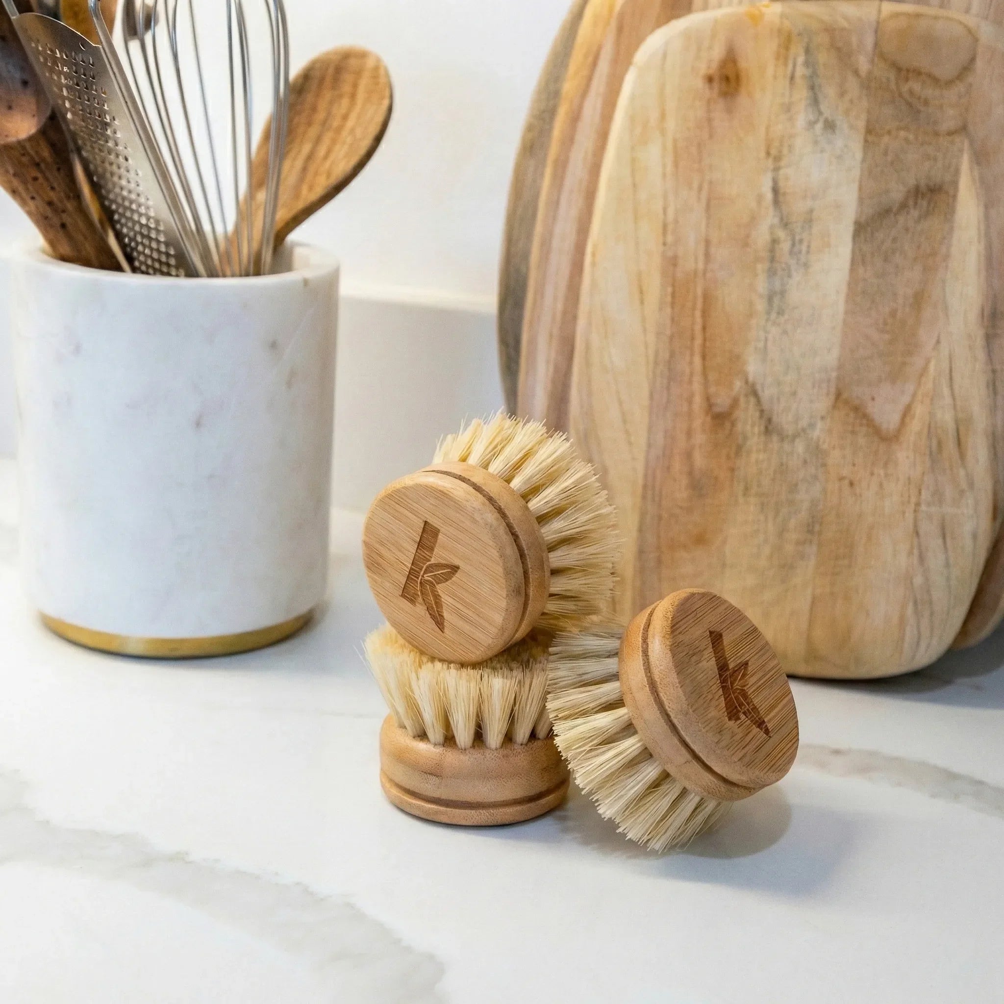 Bamboo Dish Brush with Replaceable Head - Natural Kitchen Scrubber