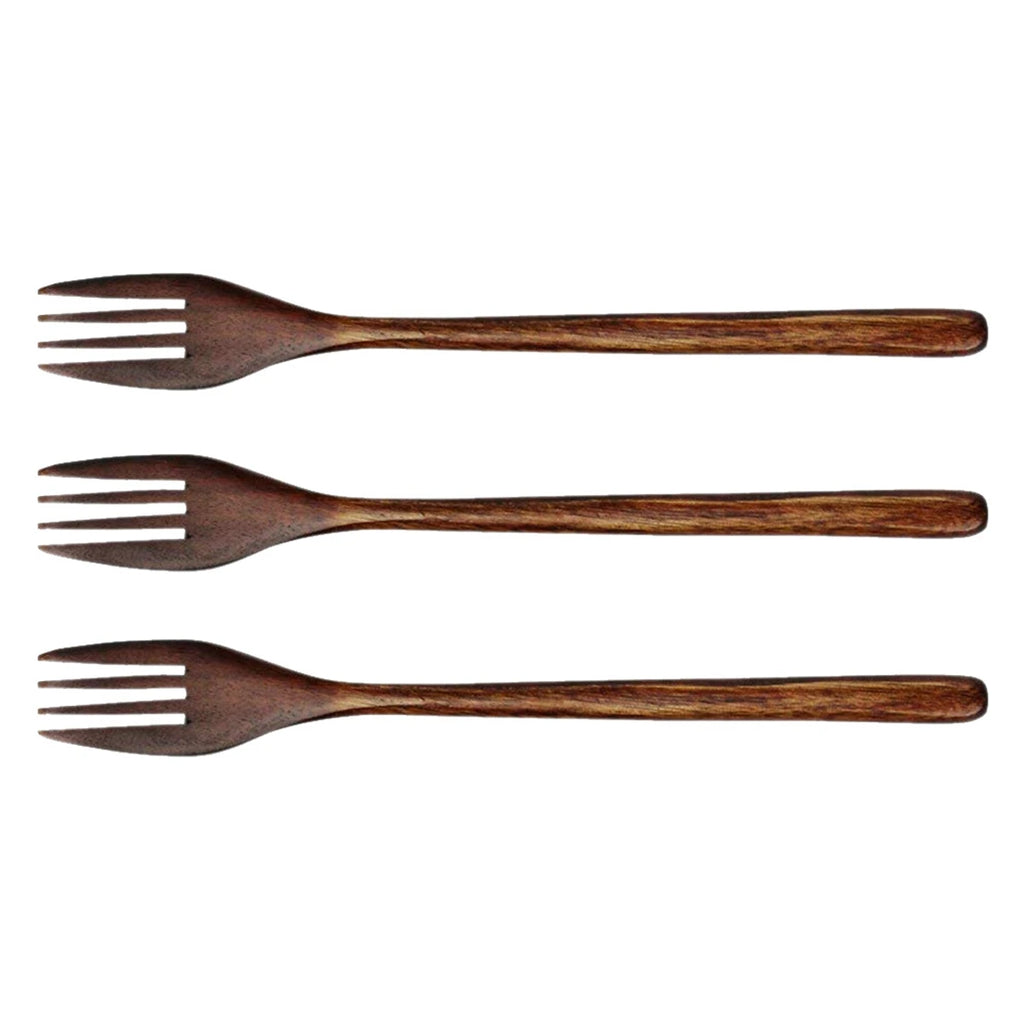 Kitchen Salad Cooking Wood Eco-friendly Natural Cutlery Wooden Forks Tableware Dinnerware
