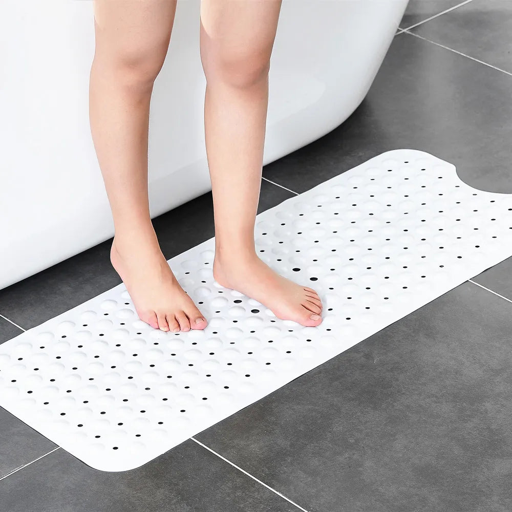 Non-Slip Bath Tub Shower Mat with Suction Cups,Machine Washable Bathroom Mats with Drain, Extra Large Bathtub Mat, 100x40cm