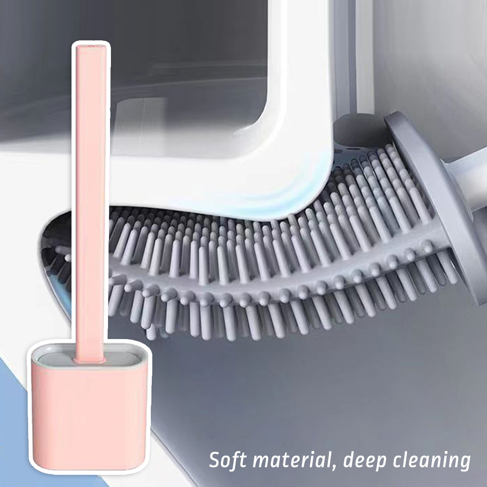 Floor/Wall-Mounted Toilet Cleaning Brush With Rack Flexible Cleaning Brush Storage Rack For Home Bathroom