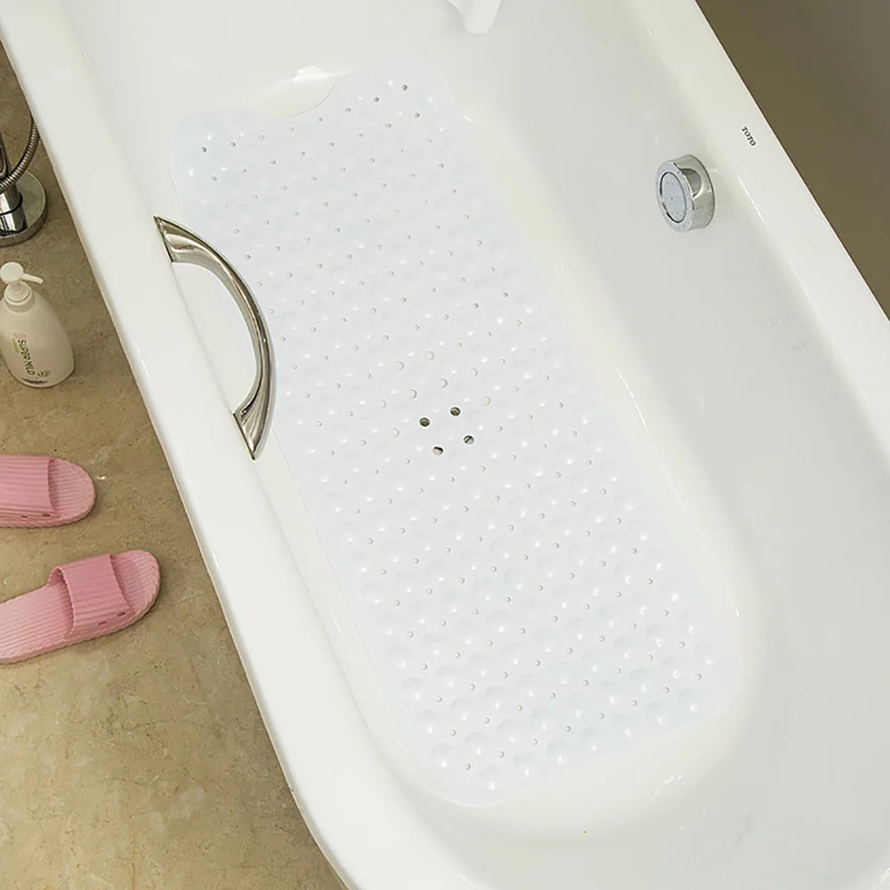 Non-Slip Bath Tub Shower Mat with Suction Cups,Machine Washable Bathroom Mats with Drain, Extra Large Bathtub Mat, 100x40cm