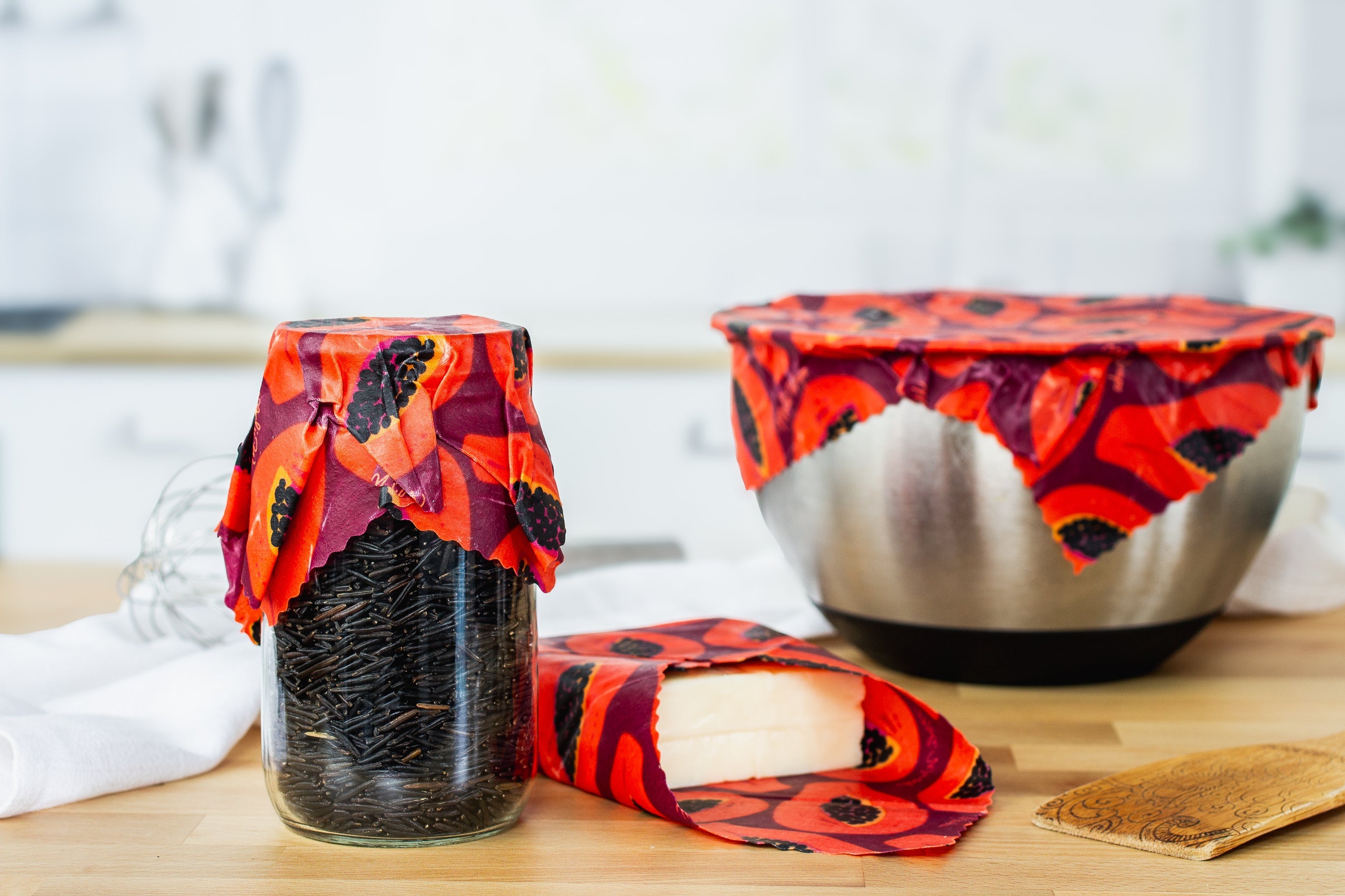 Reusable Beeswax Food Wraps - 3 Pack Eco-Friendly Alternative